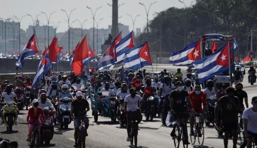 تظاهرات مردم کوبا در اعتراض به تحریم های آمریکا 

