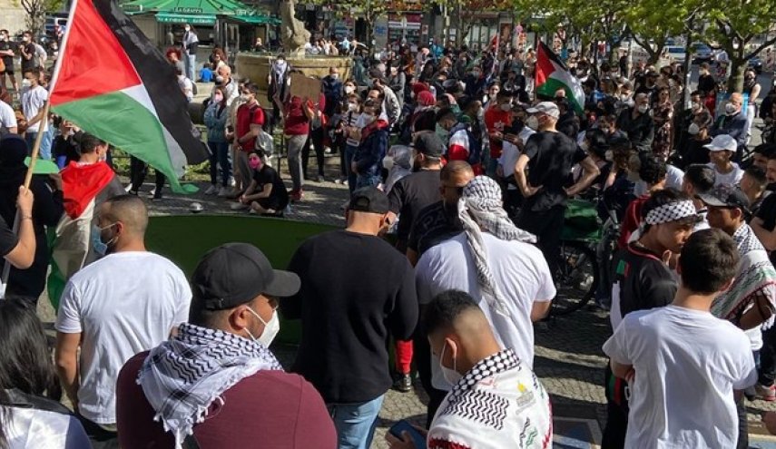 تجمع در برلین در حمایت از فلسطین و اعتراض به رژیم‌صهیونیستی+ فیلم