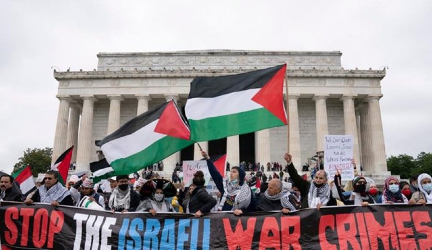تظاهرات حامیان فلسطین در واشنگتن؛ «کمک مالی به اسرائیل متوقف شود»+عکس