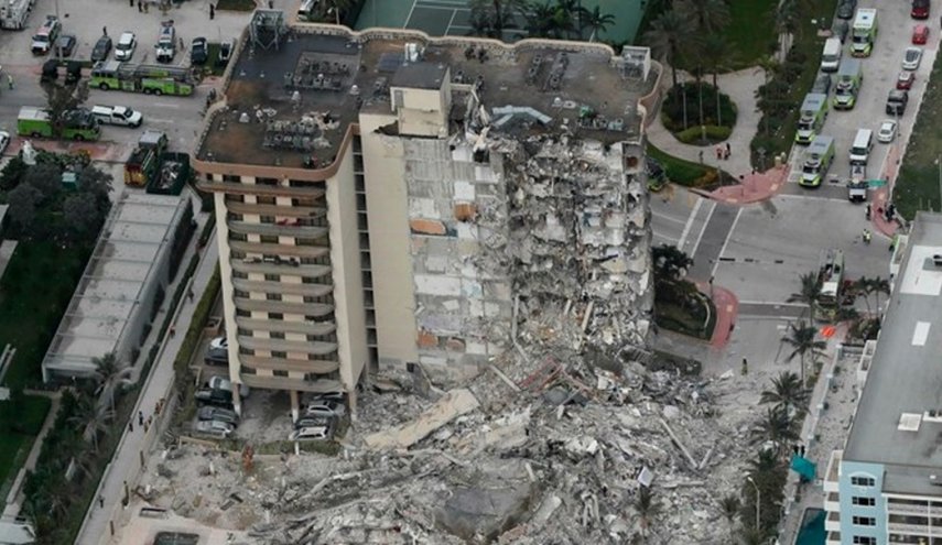 افزایش کشته شدگان ریزش ساختمان در فلوریدا به ۵ نفر/ ۱۵۶ نفر مفقود هستند 