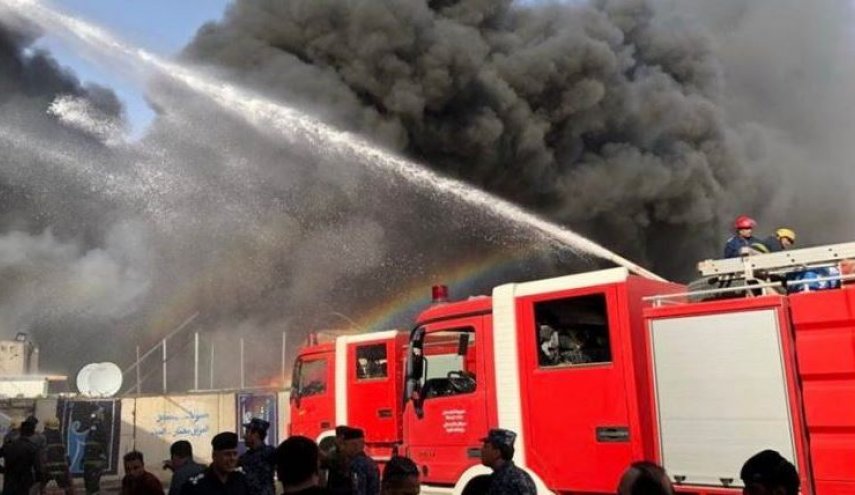 اندلاع حريق كبير في مخزن تجاري وسط العاصمة العراقية بغداد