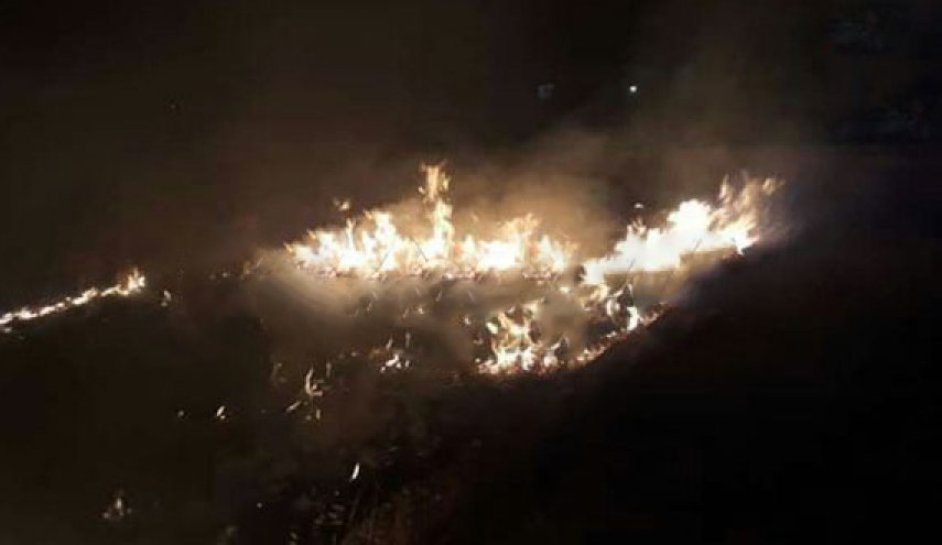 الاحتلال الإسرائيلي يفتعل حريقا في أحراج بلدة بئر عجم السورية
