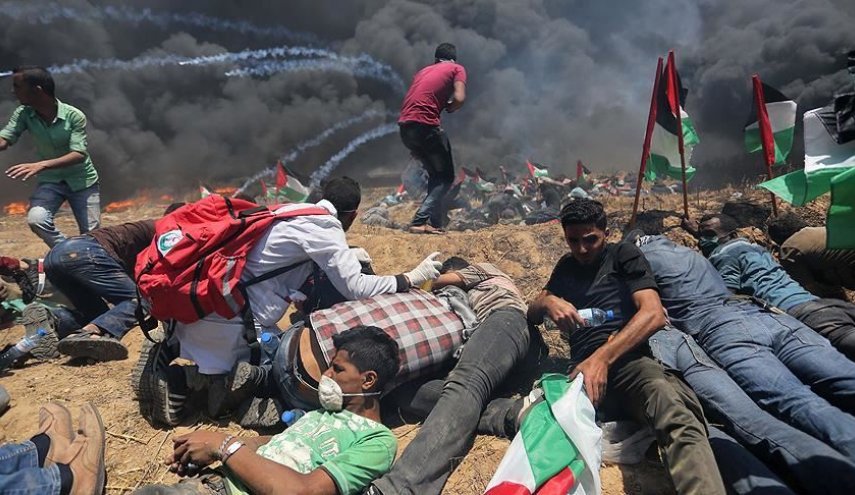 حمله تفنگداران صهیونیست به راهپیمایی مسالمت‌آمیز در شرق غزه