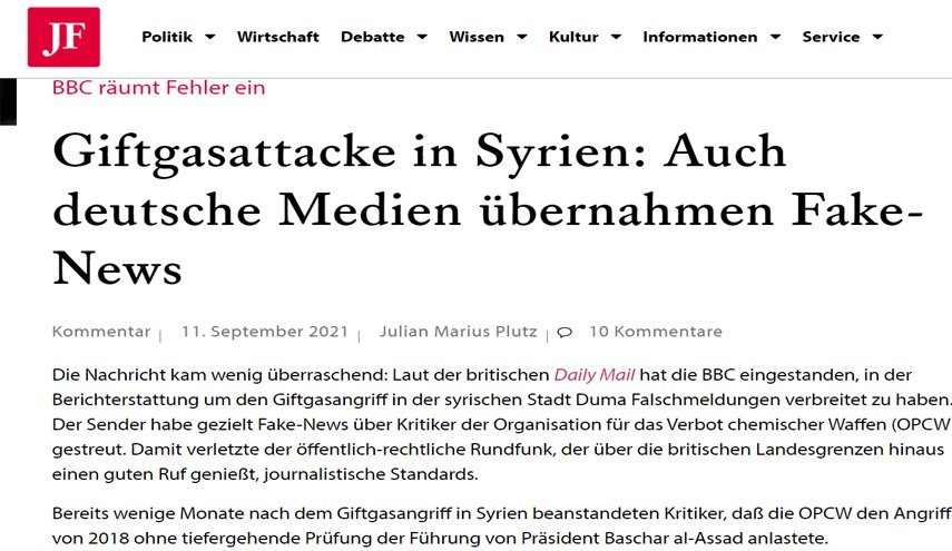 كاتب ألماني ينتقد تعامل وسائل إعلام بلاده مع التقارير الكاذبة عن الكيميائي بسوريا