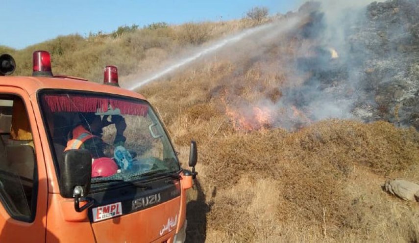 بالصور.. السيطرة على حريق في الأراضي الزراعية بحمص