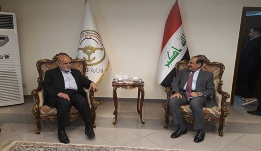 السفير الايراني ووزير النقل العراقي يستعرضان مشروع سكة حديد شلمجة-البصرة