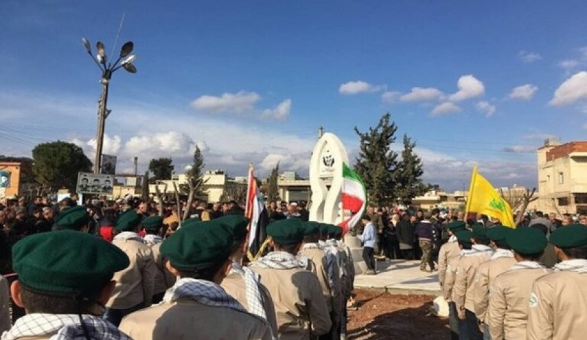 إزاحة الستار عن نصب تذكاري للشهيد سليماني في ريف حلب (صور)