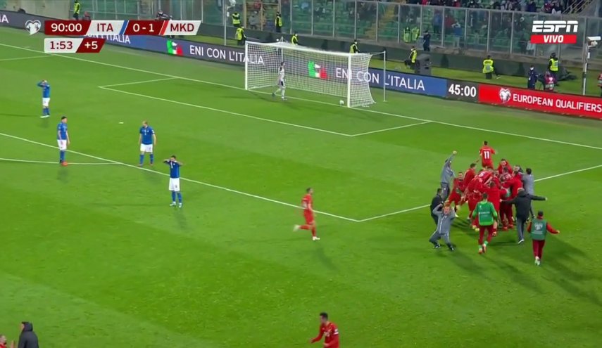 منتخب إيطاليا يفشل في التأهل لكأس العالم 2022 بالسقوط أمام مقدونيا الشمالية