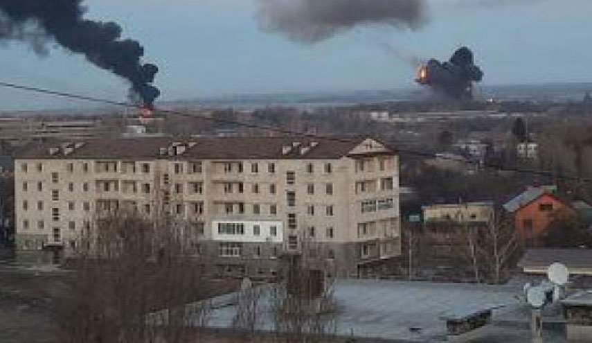 سقوط قذيفة مدفعية تم إطلاقها من أوكرانيا في مقاطعة بيلغورود الروسية