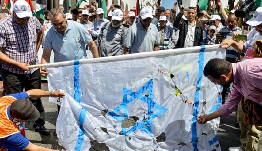 برخورد خشن نیروهای امنیتی مغرب با تظاهرات ضد صهیونیستی