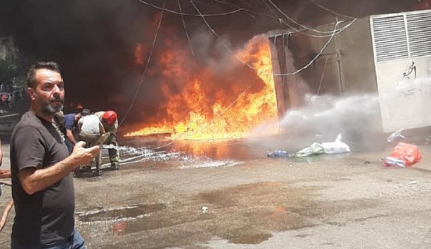 آتش‌سوزی در ضاحیه بیروت + ویدئو