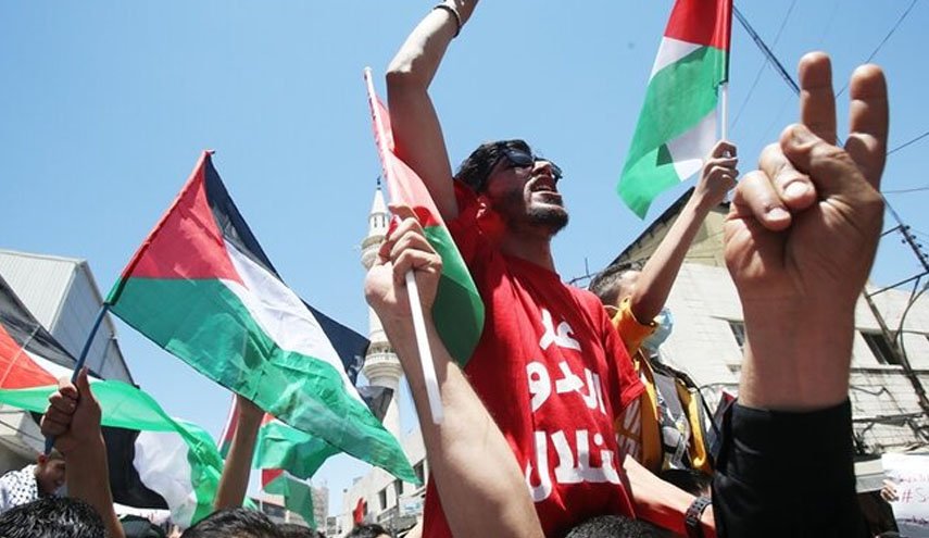 راهپیمایی اردنی ها برای حمایت از مقاوت فلسطین در کرانه باختری