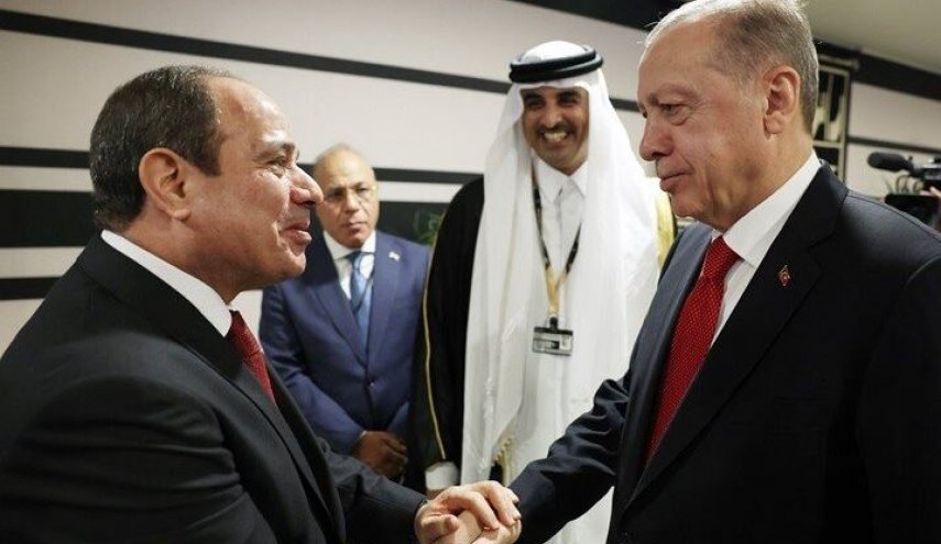 دیدار اردوغان و السیسی در حضور امیر قطر