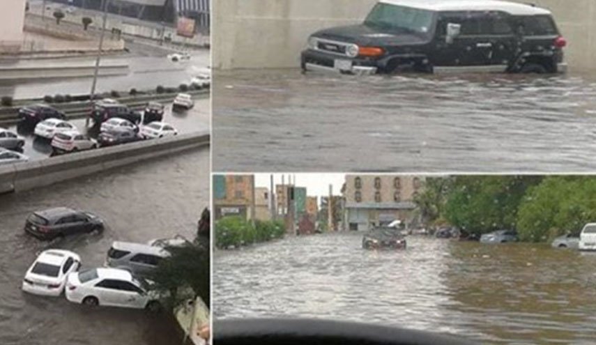 تمجید رسانه‌های رسمی عربستان از بن سلمان با وجود سیلاب جده 