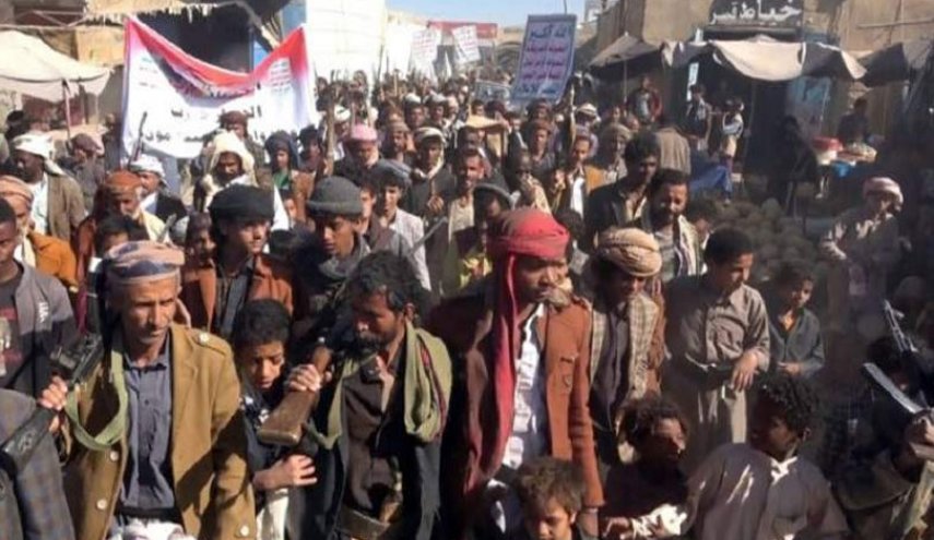 مسيرة جماهيرية حاشدة تحت شعار 'الحصار حرب' بالجوف اليمنية