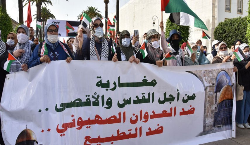 تظاهرات مغربی‌ها علیه عادی‌سازی با اشغالگران و در حمایت از آرمان فلسطین
