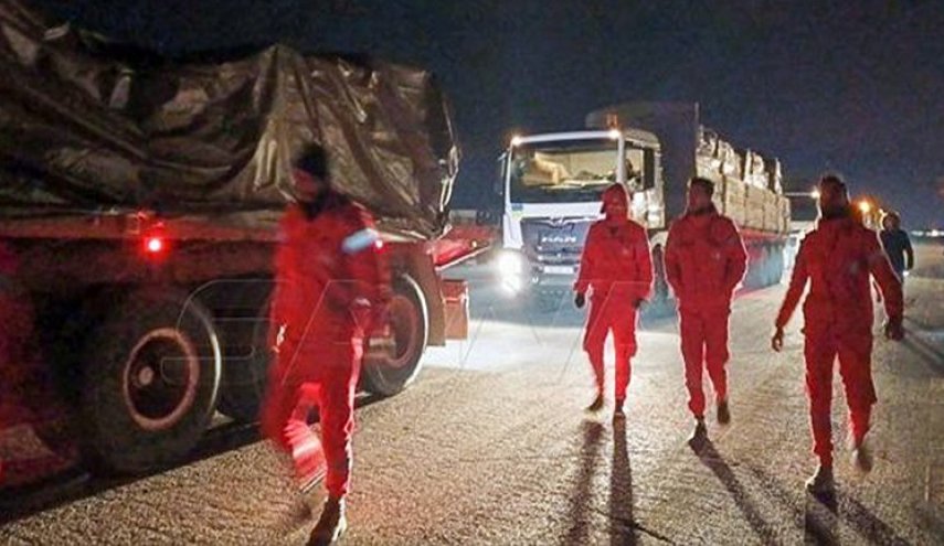 عبور کاروان کمک های اردنی از طریق گذرگاه مرزی نصیب جابربه سوریه