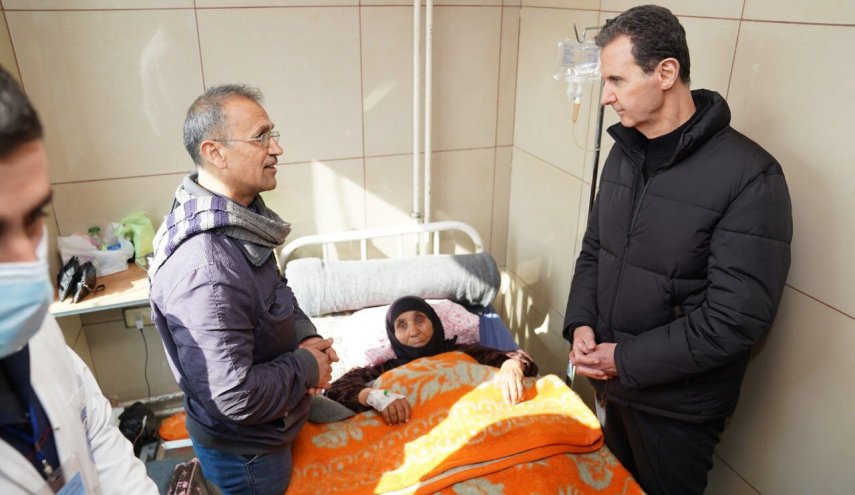 بازدید بشار اسد از بیمارستانی در حلب