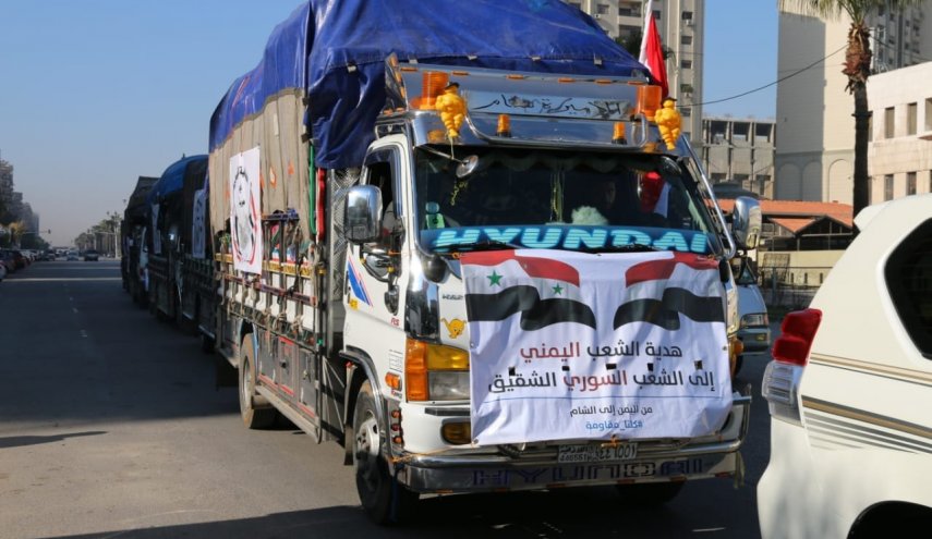 الجالية اليمنية في سوريا تسيّر قافلة إغاثية لمتضرري الزلزال في اللاذقية