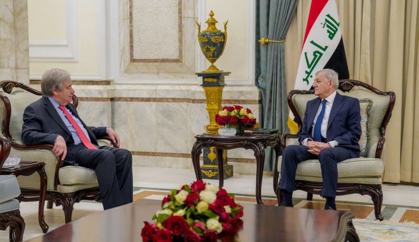 الرئيس العراقي يستقبل غوتيريش في قصر بغداد