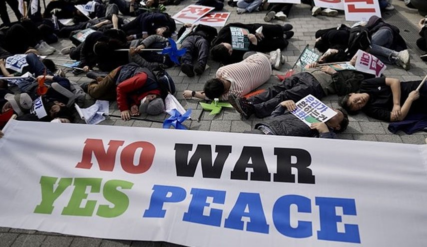 تظاهرات ضد آمریکایی در «سئول» در مخالفت با رزمایش با آمریکا