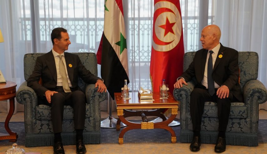 دیدار رؤسای جمهور سوریه و تونس در حاشیه کنفرانس سران عرب در جده