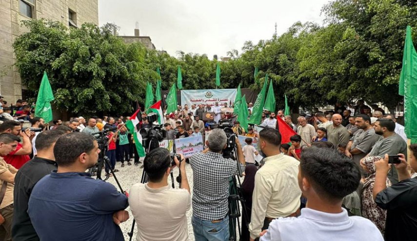 حماس تنظم وقفة نصرة للقدس والضفة جنوب قطاع غزة

