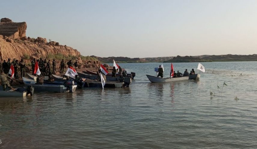 رزمایش دریایی الحشد الشعبی در صلاح الدین عراق