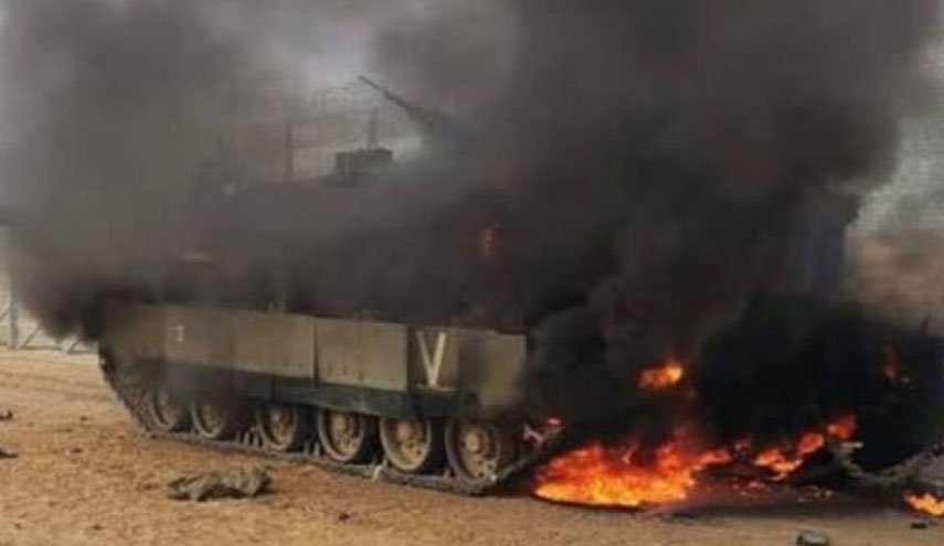 گردان های قسام 2 دستگاه تانک و بلدوزر رژیم صهیونیستی را در غزه هدف قرار داد