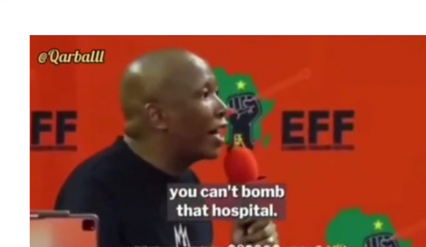 رهبر حزب مبارزان آزادی آفریقا: اسرائیل چطور بیمارستان را بمباران می‌کنید؟ + فیلم