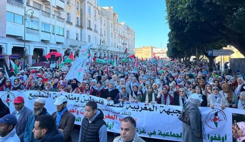 تظاهرات هزاران نفری در رباط در محکومیت جنایات صهیونیست‌ها در غزه