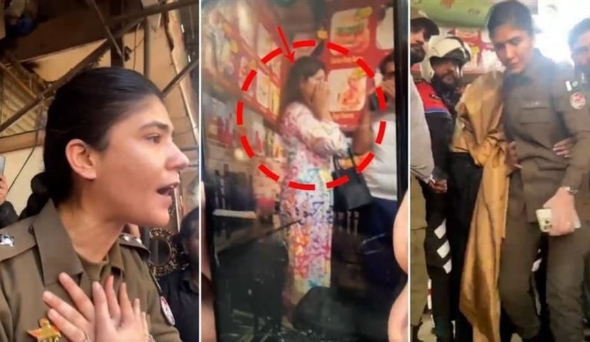 حمله مردان پاکستانی به زنی که لباسی منقش به زبان عربی پوشیده بود/ حمایت کم‌نظیر پلیس زن پنجاب از او