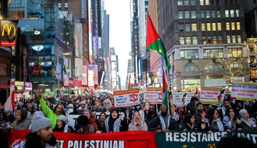 ۳۰ هزار نفر از مردم نیویورک علیه صهیونیستها به خیابان آمدند