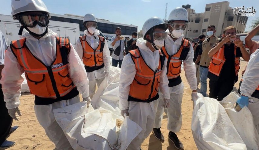 دفن پیکرهای ۴۱ شهید با هویت نامعلوم در نوار غزه