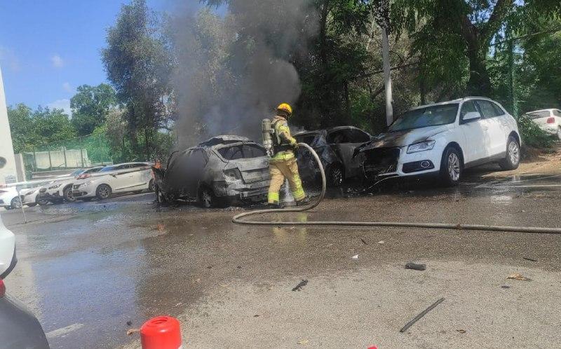 انفجار سيارة في الكيان الاسرائيلي + صور