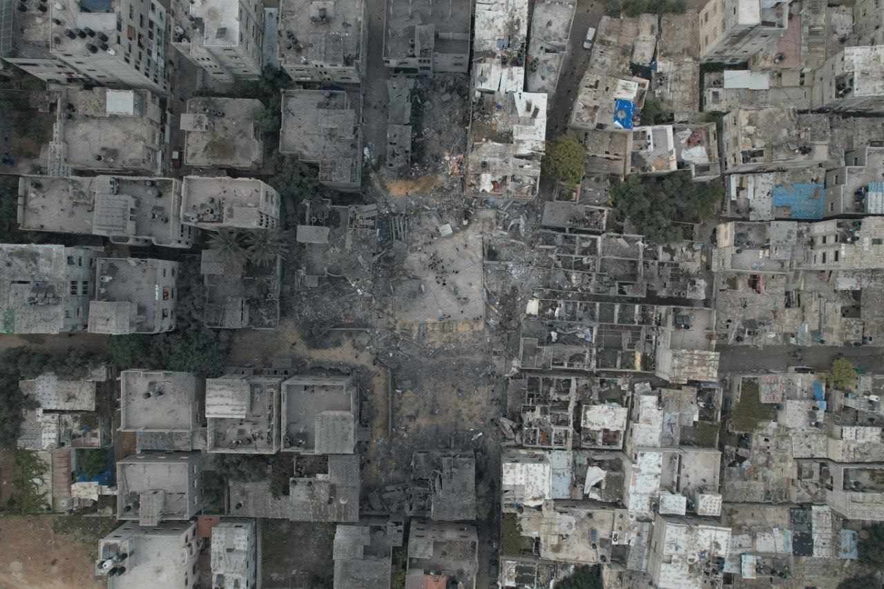 تصوير جوي يظهر حجم الدمار  في غزة 