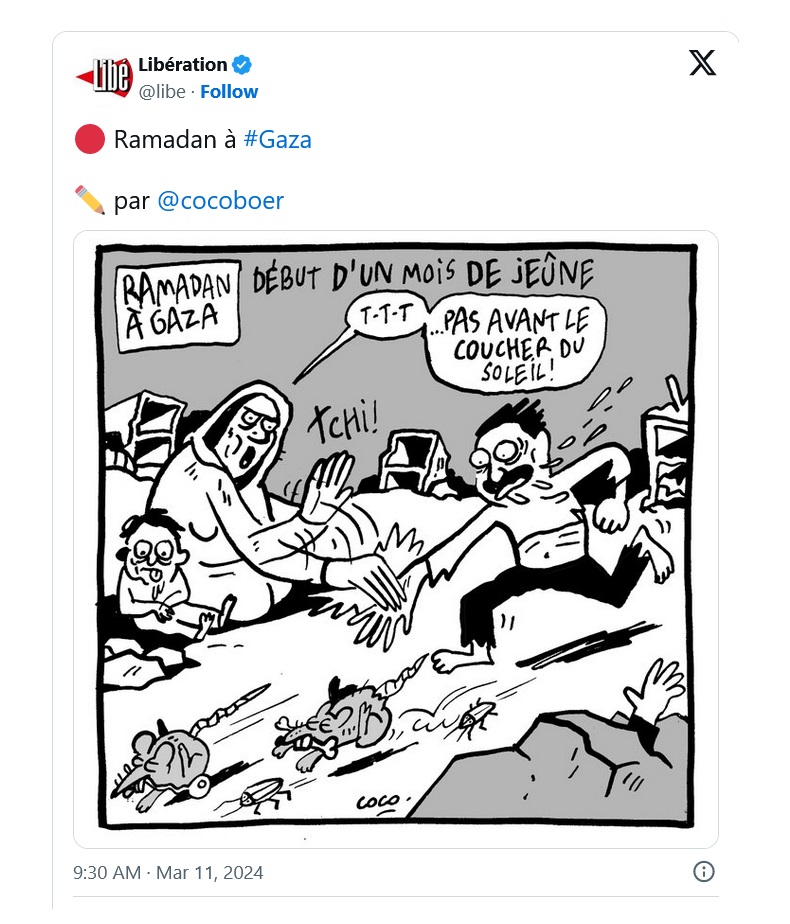 خشم کاربران از توهین مجله فرانسوی به غزه و ماه مبارک رمضان!