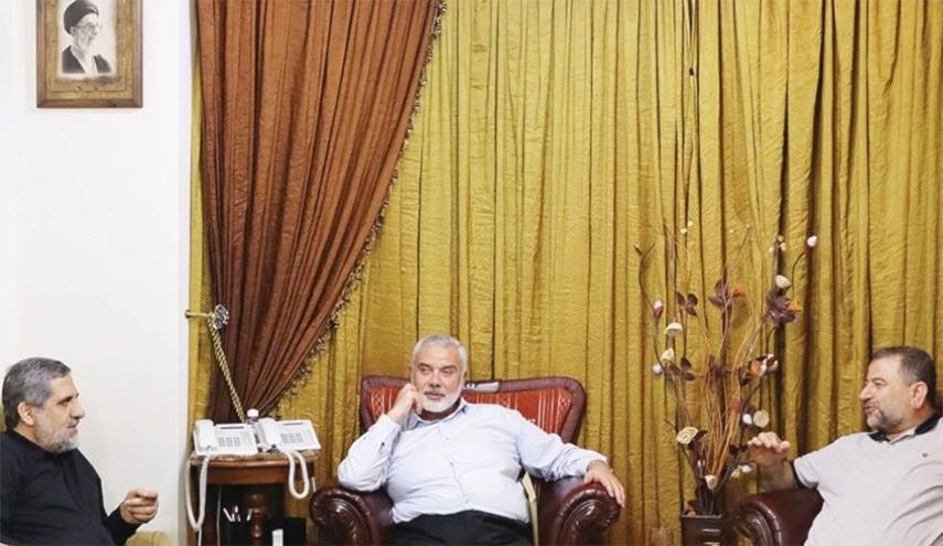 صورة التقطت في من آخر اللقاءات التي جمعت الشهداء اسماعيل هنية وصالح العاروري والحاج رمضان